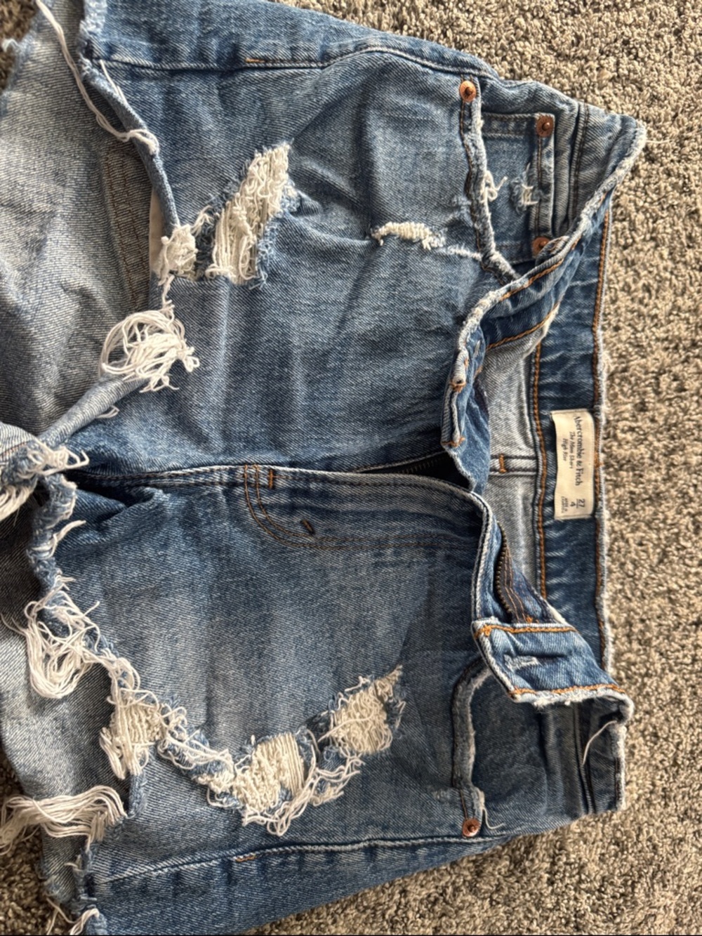 Abercrombie & Fitch Light Blue Distressed Denim Cutoff Shorts